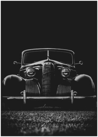 Black vintage car poster