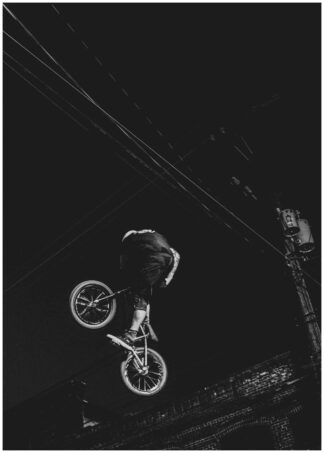 Biker in air poster