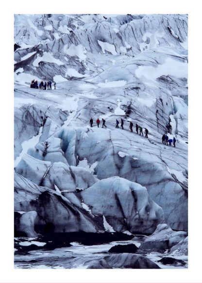 Mountaineers climbing ice formation poster