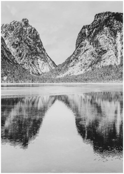 Mountain reflection on water poster