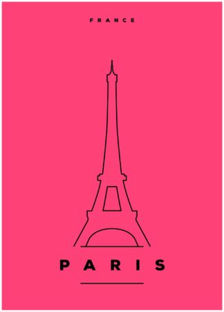 Paris illustration on pink background poster