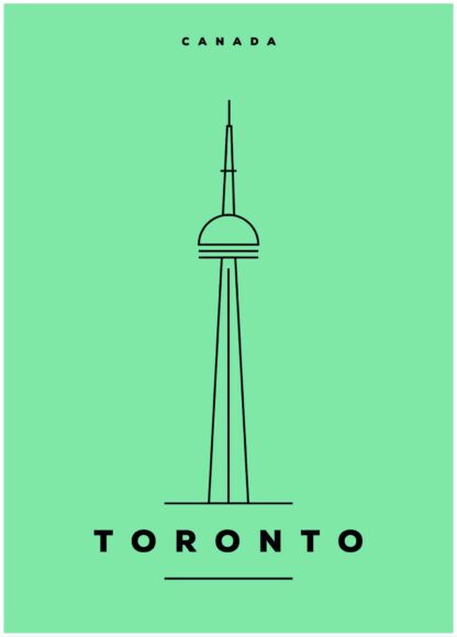 Toronto illustration on green background poster