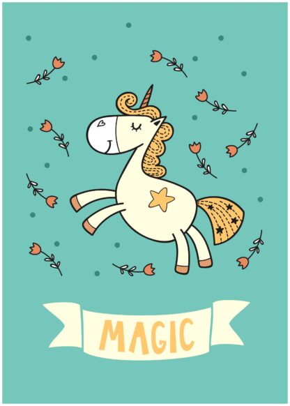 Unicorn magic cartoon poster