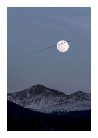 Snowy peaks during fullmoon poster
