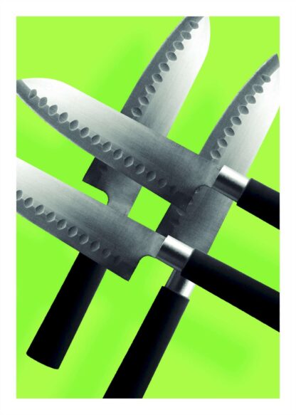 Knives on green background poster