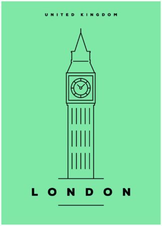 london illustration on green background poster