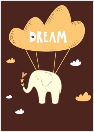 Dream flying elephant cartoon poster