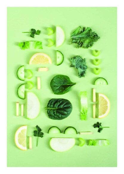 Nutrition food on green background poster