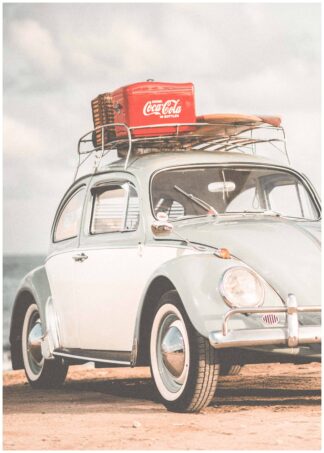 Coca cola vintage car poster