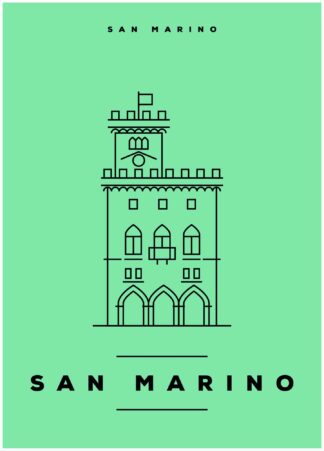 San Marino illustration on green background poster