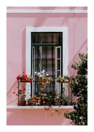 Pink floral balcony poster
