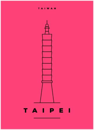 Taipei illustration on pink background poster