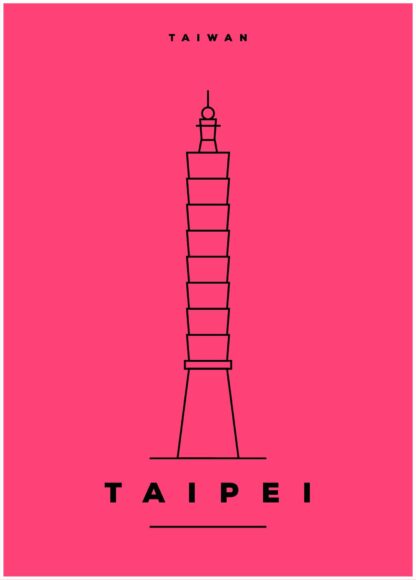 Taipei illustration on pink background poster