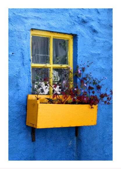 Little yellow window on blue wall poster
