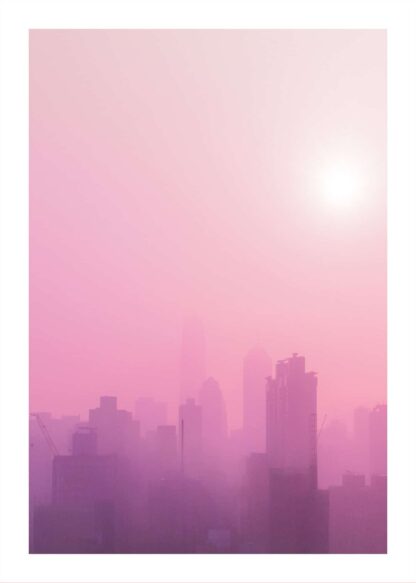 Pink skyline during sunrise poster