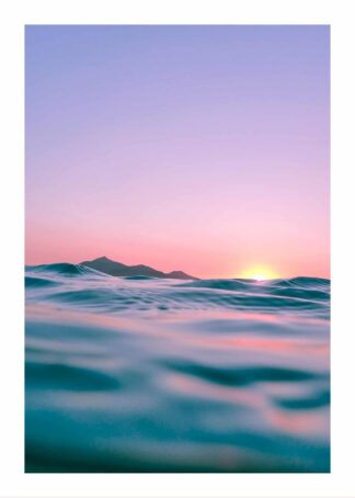 Pink sunrise in sea poster