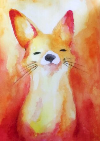 Watercolor fox kids poster