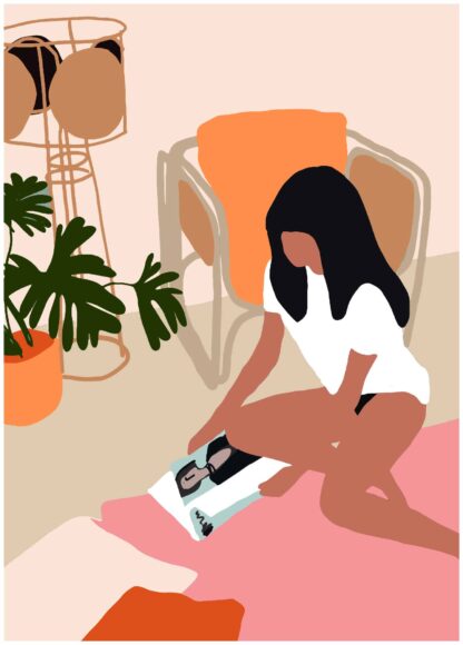 Abstract girl reading  poster