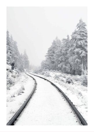 Snowy train rail poster