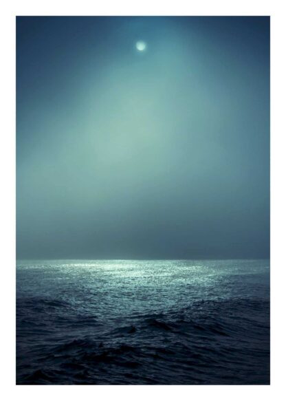 Moonshine on calm ocean poster