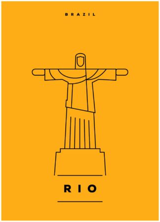 Rio illustration on yellow background poster