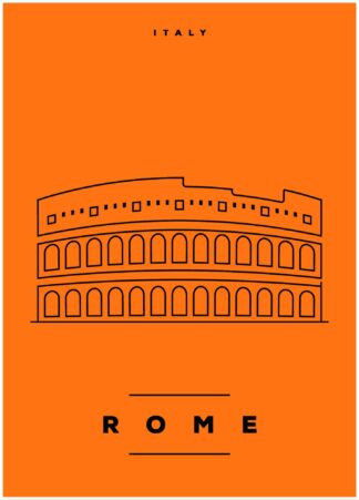 Rome illustration on orange background poster